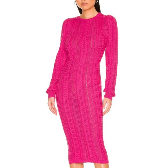 MAJORELLE Dresses & Skirts - BNWT Majorelle - Sasi Cable Knit Dress - Bright Pink - Small